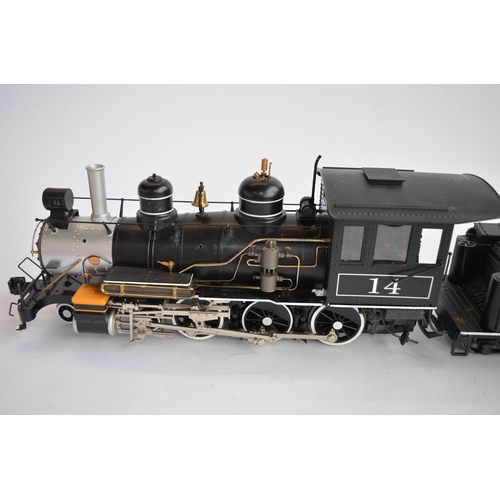 658 - A Bachmann G-gauge Baldwin 4-6-0 and tender. Some modifications and re-painting/over painting of let... 