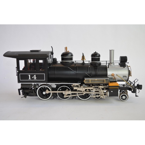 658 - A Bachmann G-gauge Baldwin 4-6-0 and tender. Some modifications and re-painting/over painting of let... 