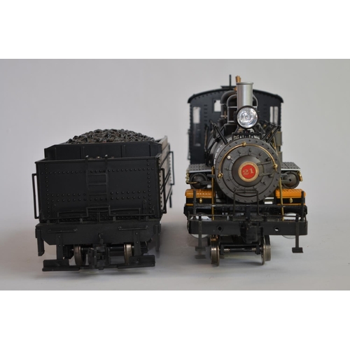 658 - A Bachmann G-gauge Baldwin 4-6-0 and tender. Some modifications and re-painting/over painting of let... 