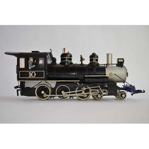 659 - A Bachmann G-gauge Baldwin 4-6-0 loco (plastic running gear) and tender. Some modifications and repa... 