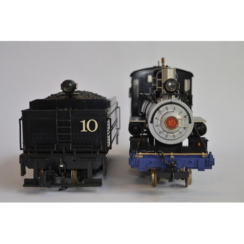 659 - A Bachmann G-gauge Baldwin 4-6-0 loco (plastic running gear) and tender. Some modifications and repa... 