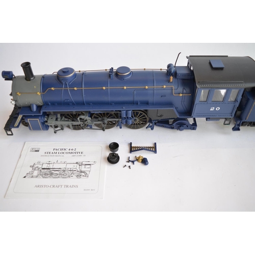 An Aristo 1/29 G-gauge blue Pacific 4-6-2 steam loco (ART-21400-01 with  plastic running gear) with t