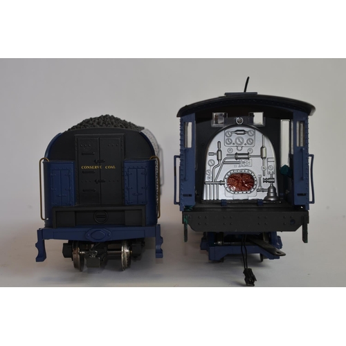 660 - An Aristo 1/29 G-gauge blue Pacific 4-6-2 steam loco (ART-21400-01 with plastic running gear) with t... 