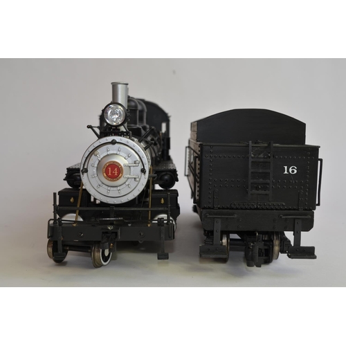 665 - A Bachmann G-gauge 4-6-0 loco and tender. Both adapted/modified including paintwork to make the mode... 