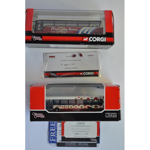 902 - 7 Scottish themed 1/76 die-cast bus models. 5 limited edition by Corgi with COA's, 2 by Exclusive Fi... 