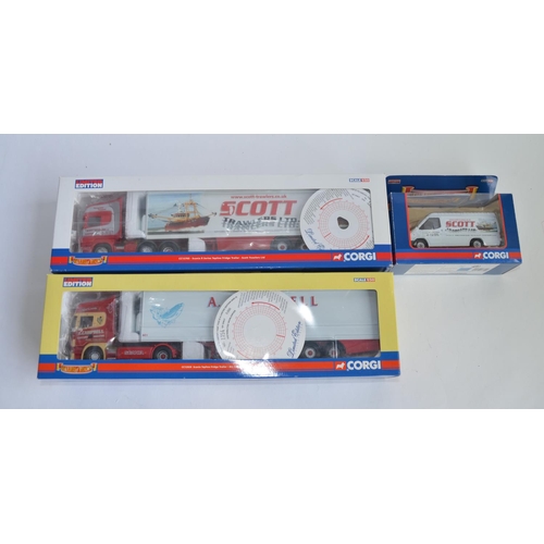 912 - 3x Scottish Corgi models:
CC12920 1/50 Scania Topline Fridge Trailer, A.L.Campbell haulage, Carstair... 