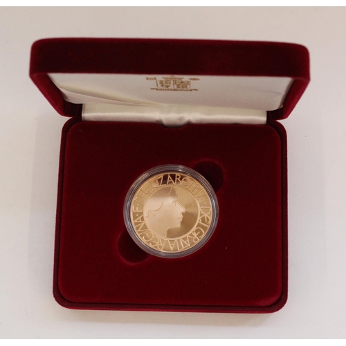 250 - Royal Mint 2003 Coronation Jubilee £5 gold crown proof coin, encapsulated in original box with cert.