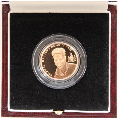 260 - Royal Mint 2003 Alderney HRH Prince William 21st Birthday commemorative gold proof £25 coin, encapsu... 