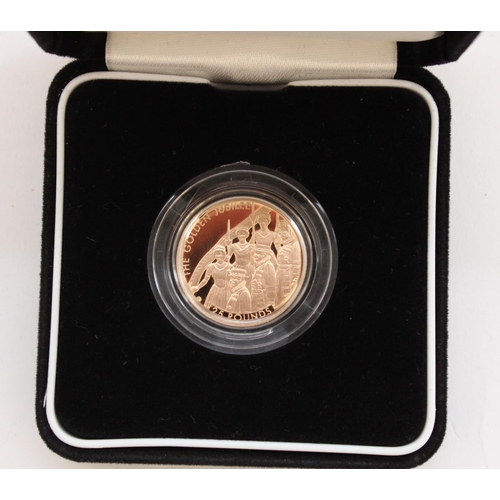 261 - Royal Mint 2002 Bailiwick of Jersey ERII Golden Jubilee Gold Proof £25 coin, in original box with ce... 
