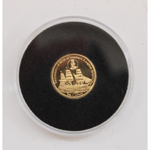 262 - 2006 Falkland Islands 'birth of Isambard Kingdom Brunel' commemorative 0.999 gold proof 1/25 crown c... 