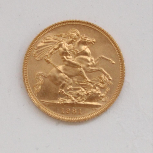 264 - 1981 ERII gold full sovereign (no capsule or case)