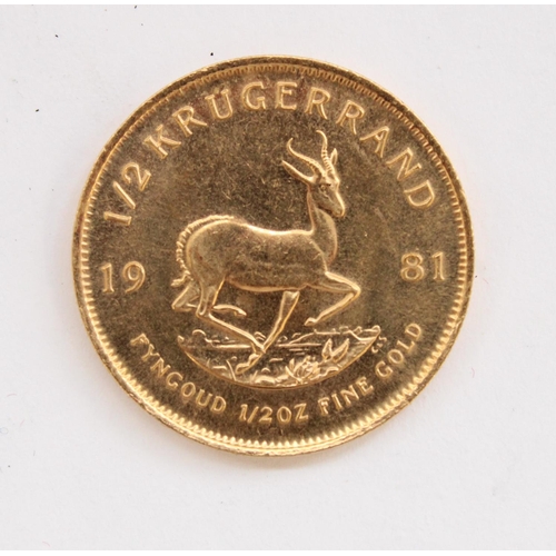 265 - 1981 South Africa half Krugerrand gold coin (1/2 ounce fine gold)
