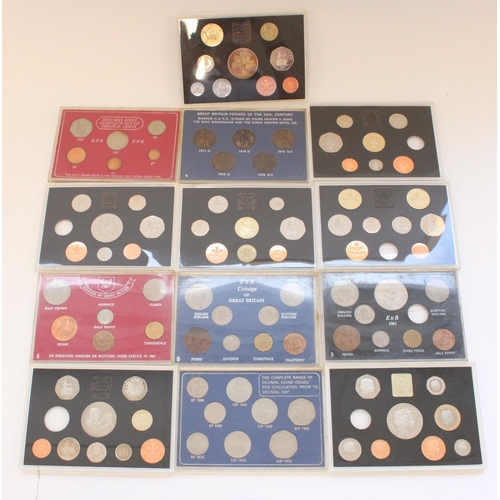 295 - Thirteen UK coin and date sets in perspex cases (some incomplete)