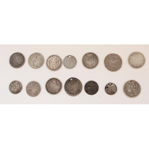 301 - Selection of C18th to early C19th silver content coinage, mostly GB with two French examples, includ... 