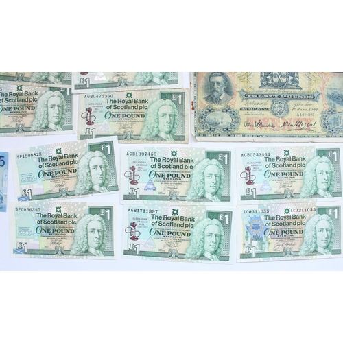 302 - Collection of Scottish bank notes to include National Bank of Scotland 1944 £20, National Commercial... 