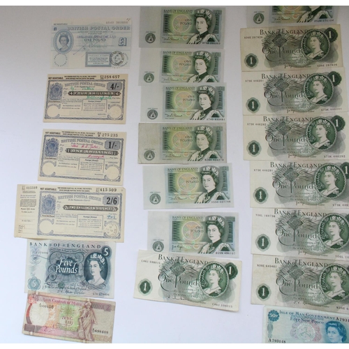 303 - A collection of English, commonwealth and world bank notes and postal orders