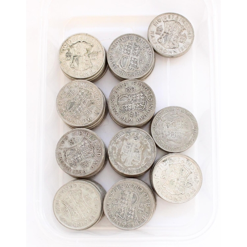 321 - Collection of post-1920 GB 0.500 silver content half crown coins, gross 1030g