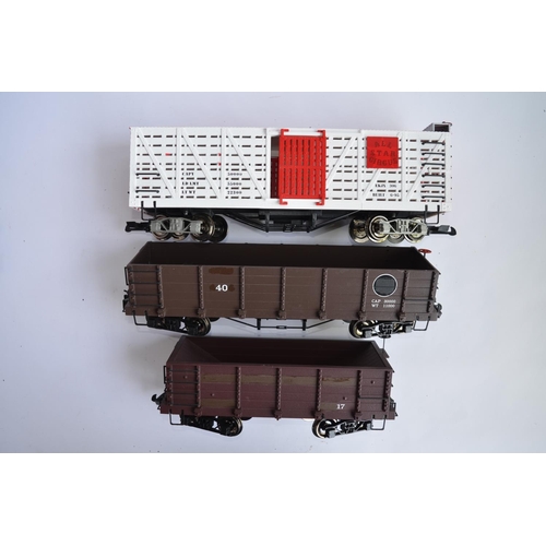 678 - 3 boxed Bachmann G gauge railway wagons including stock car with horse. All wagons have been re-pain... 