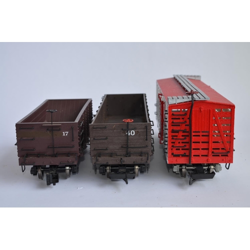 678 - 3 boxed Bachmann G gauge railway wagons including stock car with horse. All wagons have been re-pain... 