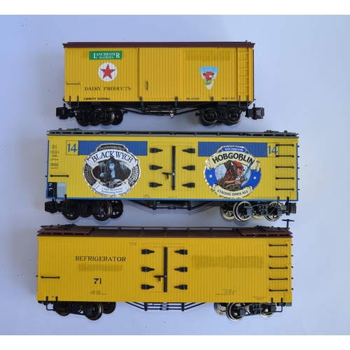 680 - 3 boxed Bachmann G gauge freight wagons. All have had markings changed/painted over etc but otherwis... 