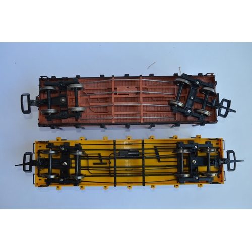 685 - 4 unboxed G gauge wagons including a Lehmann and Bachmann flat wagon and 2 low sided wagons, 1 Bachm... 