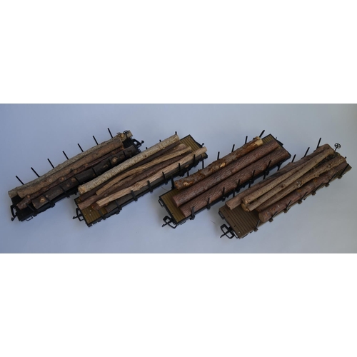 686 - 4 G gauge 2 bogie flat wagons, 3 Bachmann, one unmarked, all used.