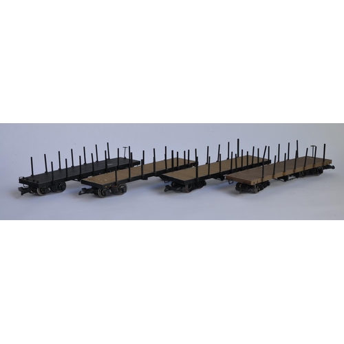 686 - 4 G gauge 2 bogie flat wagons, 3 Bachmann, one unmarked, all used.