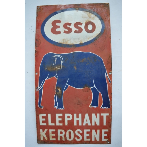 960 - An enamelled steel plate Esso Elephant Kerosine advertising sign.
H58.5xW30.5cm