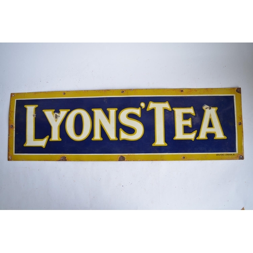 970 - An enamelled steel plate Lyons Tea advertising sign.
W101.6xH30.5cm