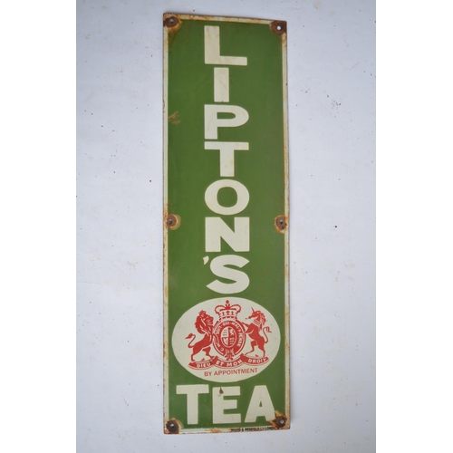 971 - An enamelled steel plate Lipton's Tea advertising sign.
H62.3xW19cm