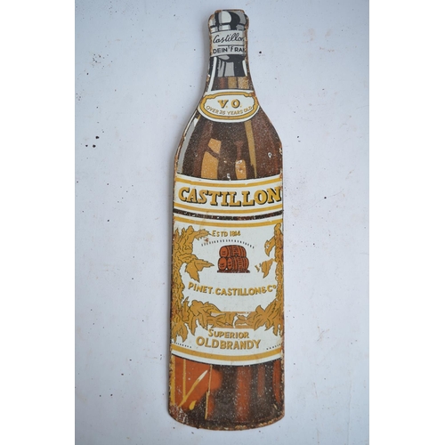 973 - A metal plate Castillon Superior Old Brandy advertising sign.
H45.3xW11.3cm