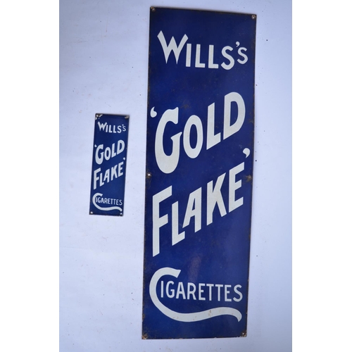 976 - 2 enamelled steel plate advertising signs for Gold Flake Cigarettes and a thin metal plate photograp... 