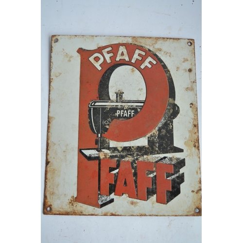 980 - An enamelled steel plate PFAFF sewing machines advertising sign. H30.5xW25.3cm