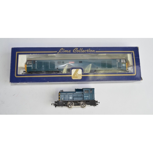 754 - 2 OO gauge electric train models:
A boxed Lima Class 50 BR blue 50019 