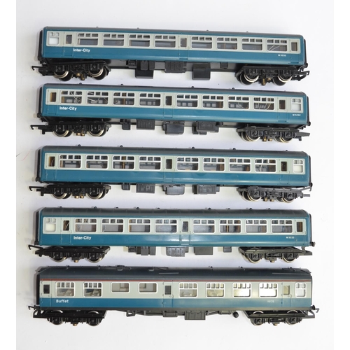 759 - 5 Hornby OO gauge passenger coaches, 4 marked 'InterCity', all with added lighting units (tested but... 