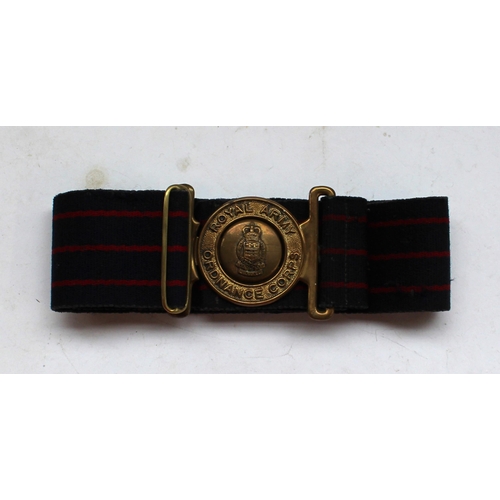 141 - Royal Army Ordnance Corps stable belt with brass buckles and fixings