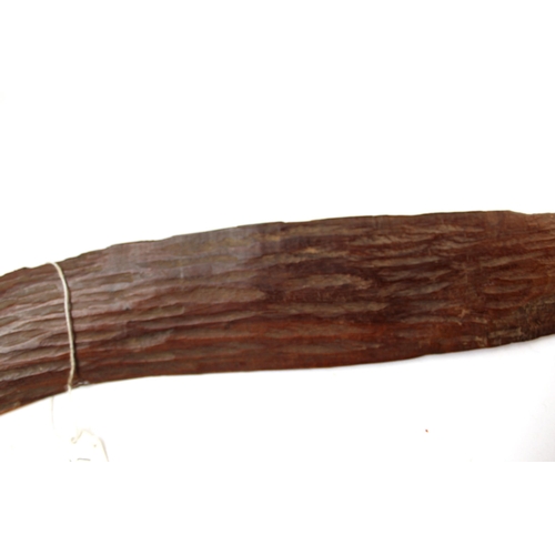 144 - Wooden Australian boomerang with gouged design on both sides
