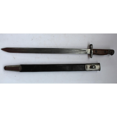 169 - 1907 pattern Enfield bayonet with leather and steel sheath
