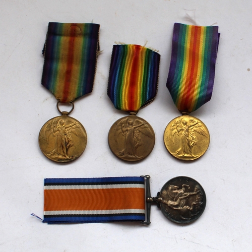 133 - Set of three Victory medals awarded to 34676 Pte. J A Johnson of the Lancashire Fusiliers, 1331 J Ha... 