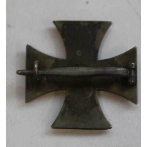 135 - Rare C19th Prussian Iron Cross with badge clip fitting, inscription on back 
