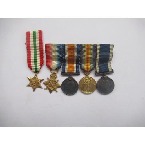 65 - Five miniature medals - Victory medal, 1914 British War medal, 1914 Star, Italy Star, long service a... 