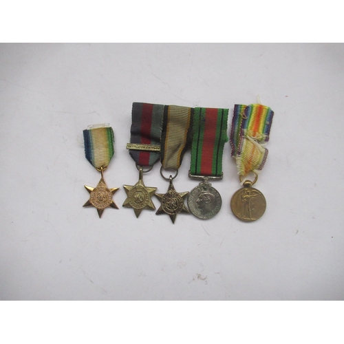 66 - Five miniature medals - Atlantic Star, 1939 - 1945 Star, Air Crew Europe Star, Victory medal (5)