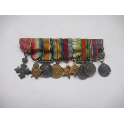 71 - Collection of nine miniature medals incl 1914 - 1915 star, Victory Medal, 1939 - 1945 Star, Defence ... 