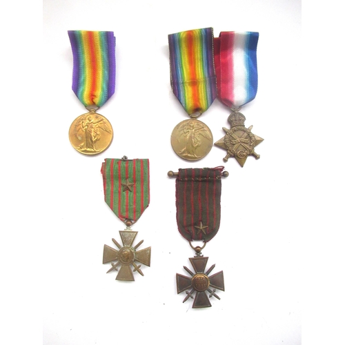 85 - Croix De Guerre 1914 - 1915 with Star, Croix De Guerre 1914 - 1918 with Star, Victory medal awarded ... 