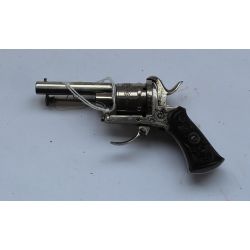 205 - Tiny Belgian nickel plated pinfire revolver