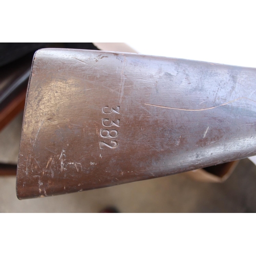 226 - A percussion cap musket with cereal number stamped on but 3382 a/f