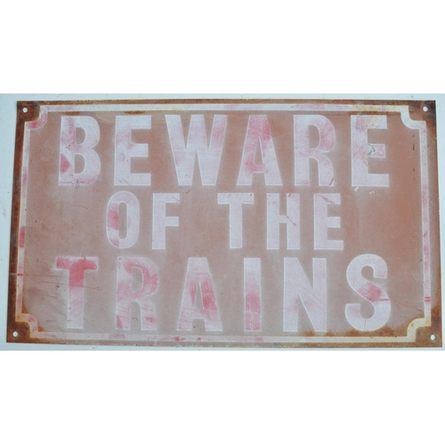 798 - 4 vintage cast metal railway signs including A GWR warning notice (26.5x20.5 cm) and small 