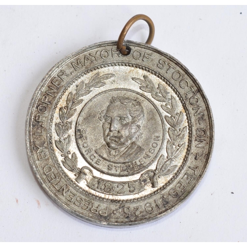 803 - 3 porters enamelled cap badges (1 missing most of its enamel), an 1825-1925 Railway Centenary Medal ... 