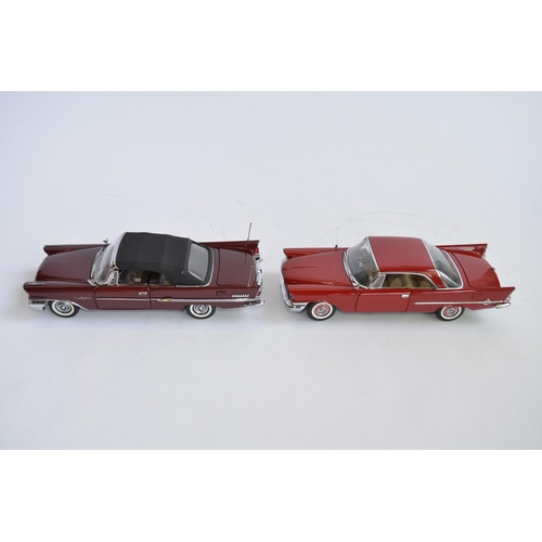 865 - 2 boxed Danbury Mint 1/24 diecast car models:
1958 Chrysler 300D Sport Coupe, good condition, some r... 