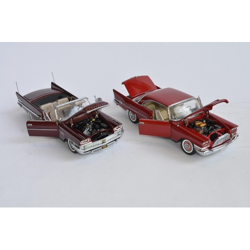 865 - 2 boxed Danbury Mint 1/24 diecast car models:
1958 Chrysler 300D Sport Coupe, good condition, some r... 